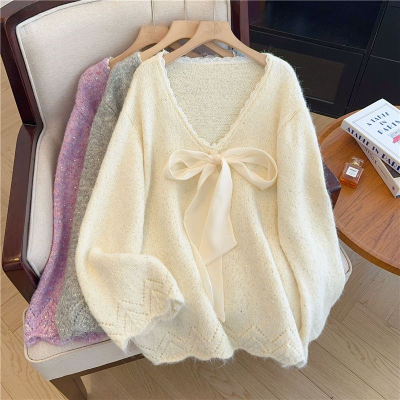 Sweater for Women Winter Thickened V Neck Pullover Warm Knitted Stretchy Long Sleeve Oversize Jumper Sweater Tops