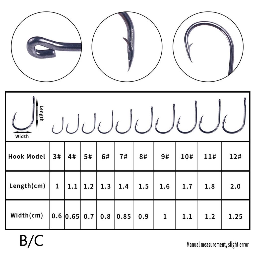 100/500pcs Steel Barbed Fish Hooks Replacement Eyed Sea Fish Hooks Rustproof Carp Circle Hooks Baits Holder Hooks