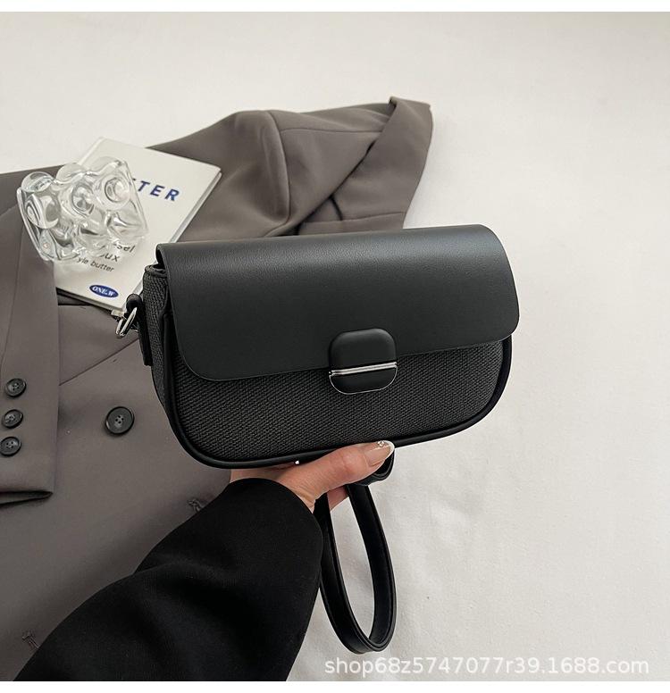 Korean Version of the Hot-selling Fashion Niche Casual Small Square Bag Women's Personality Simple Style Advanced Sense Solid Color Splicing
