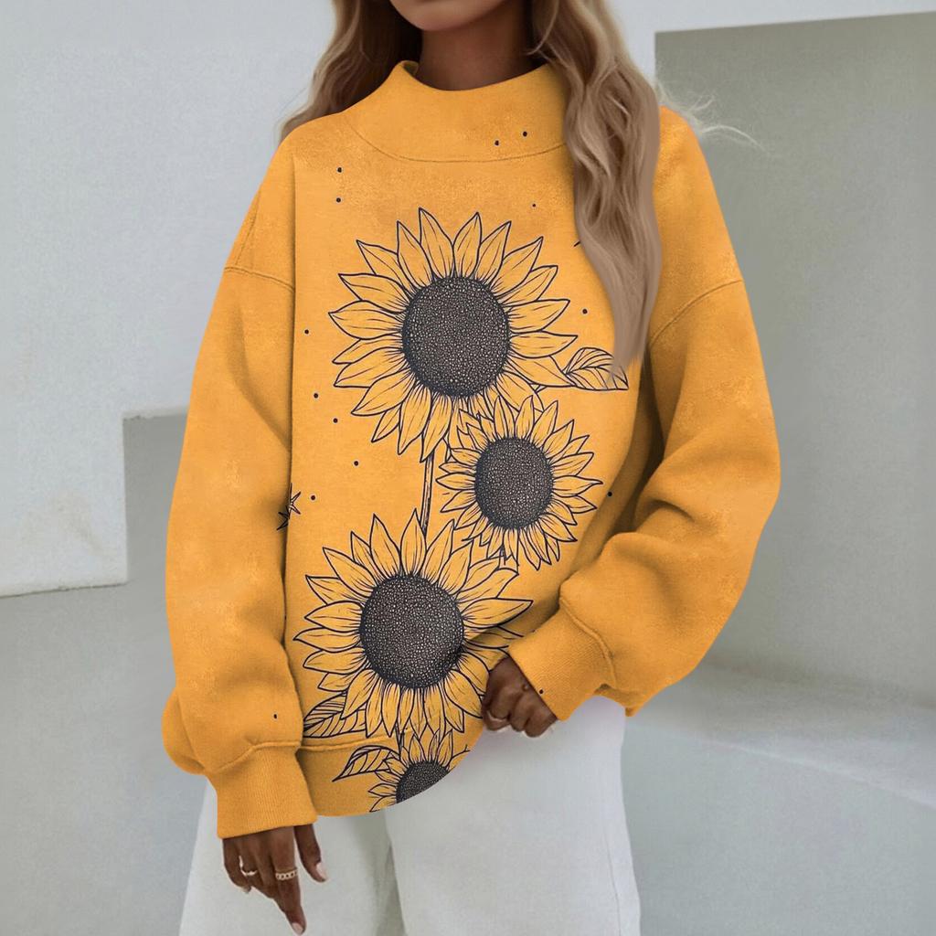 Mock Neck Sweatshirt Women Fall Comfort Oversized Sweatshirt Dressy Pullover Sweatshirts No Hood Cozy Turtleneck Tops