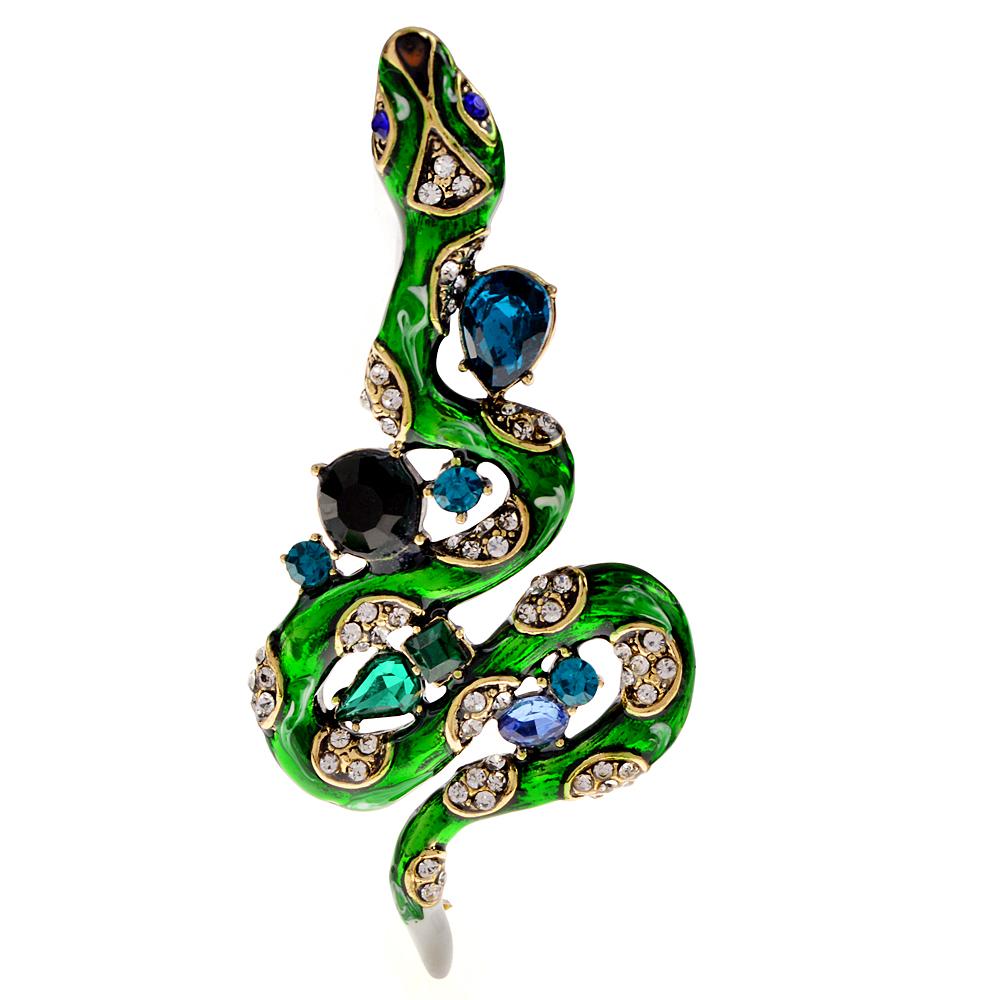 

New Rhinestone Large Snake Brooches For Women And Men Vintage Fashion Animal Green Pins Coat Winter Brooch Jewelry Gifts