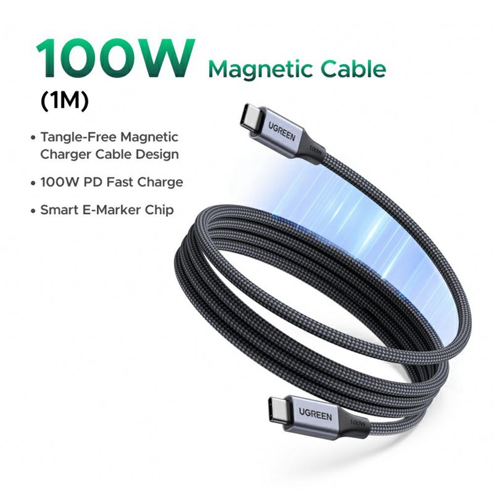 UGREEN 55517 1m Magnetic USB C to USB C Cable PD 100W Fast Charging Data Cord for MacBook/iPhone/iPad