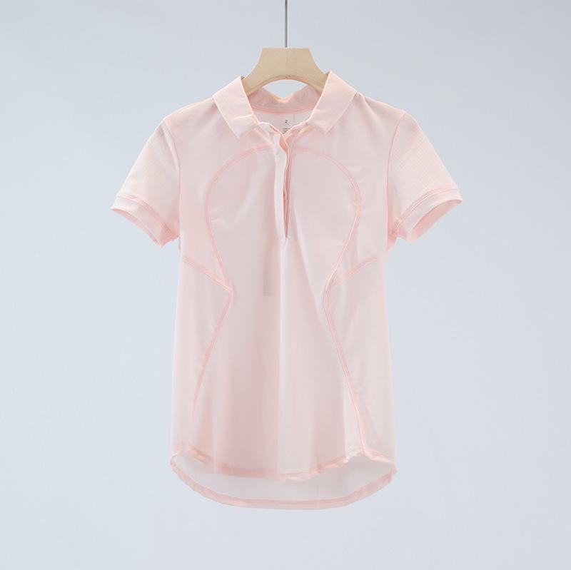 Women's Quick-Dry Polo Shirt - Breathable Moisture-Wicking Knit for Yoga & Fitness