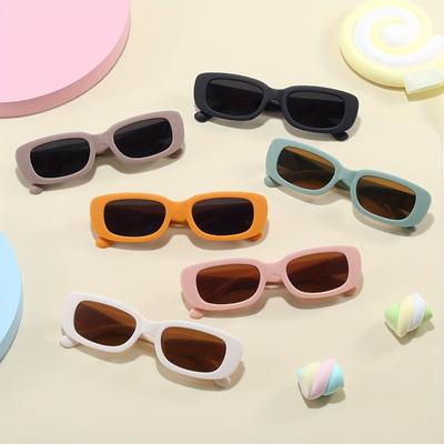 6PCS Retro Square Glasses for Women Kids Unisex Fashion Eyewear Trendy Street Photography Accessories