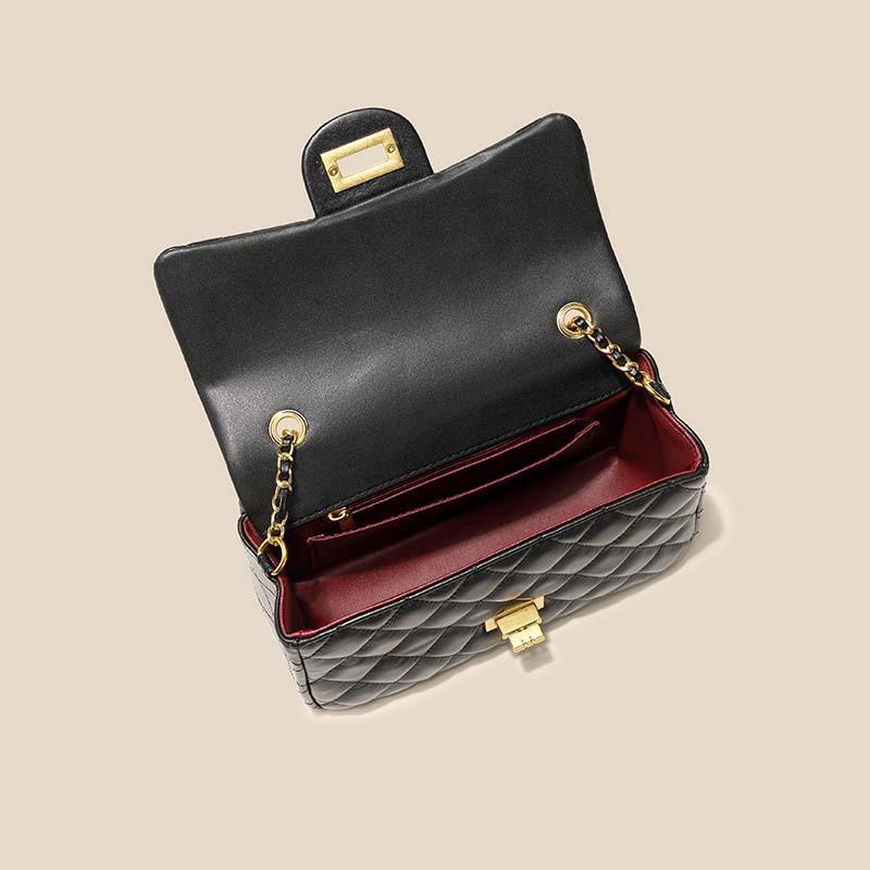 Hot-selling Leather Bags Women's Head Layer Cowhide Style Rhombus Chain High-end Armpit Single-shoulder Crossbody