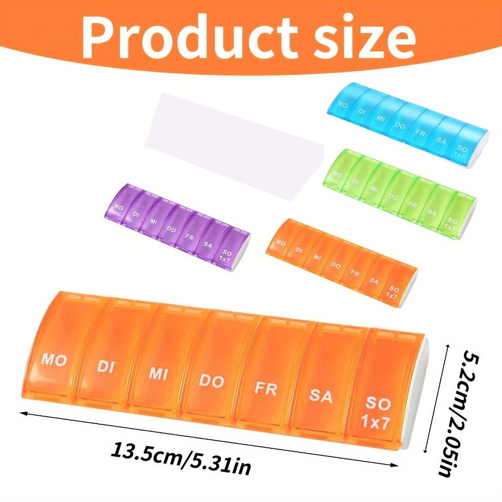 7Day Pill Organizers with Labeled Compartments Monday to Sunday Color-Coded for Travel And Daily Use Featuring a Vibrant Familie