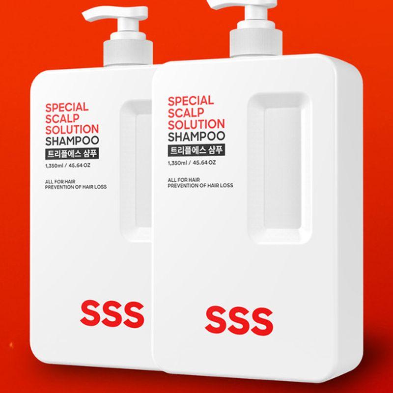 TripleS [1+1] Large Capacity Mildly Acidic Anti-Hair Loss Shampoo 1350ml + 1350ml Treatment 1350ml+1350ml