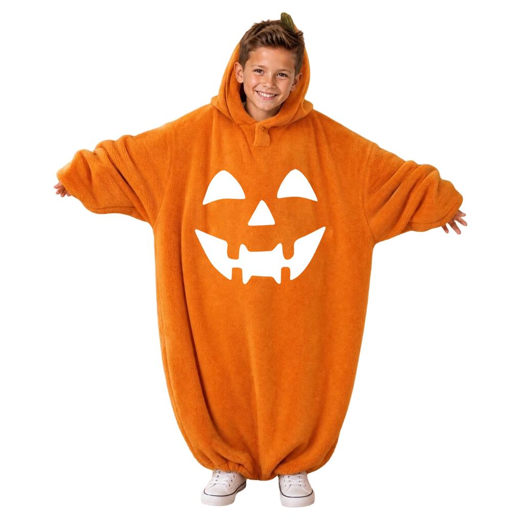 Kids' Halloween Printed Flannel Romper Pajama Set for Loungewear