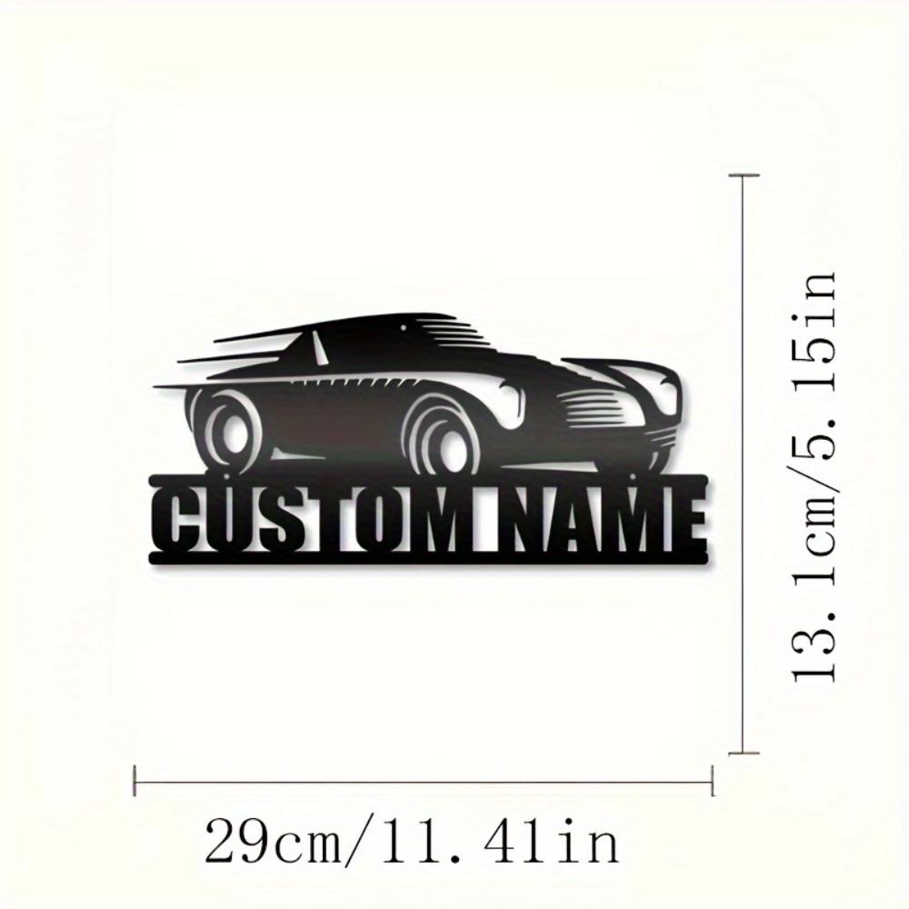 

Custom Metal Name Sign Black Iron Wall Art for Car Garage Man Cave Durable Personalized Gift