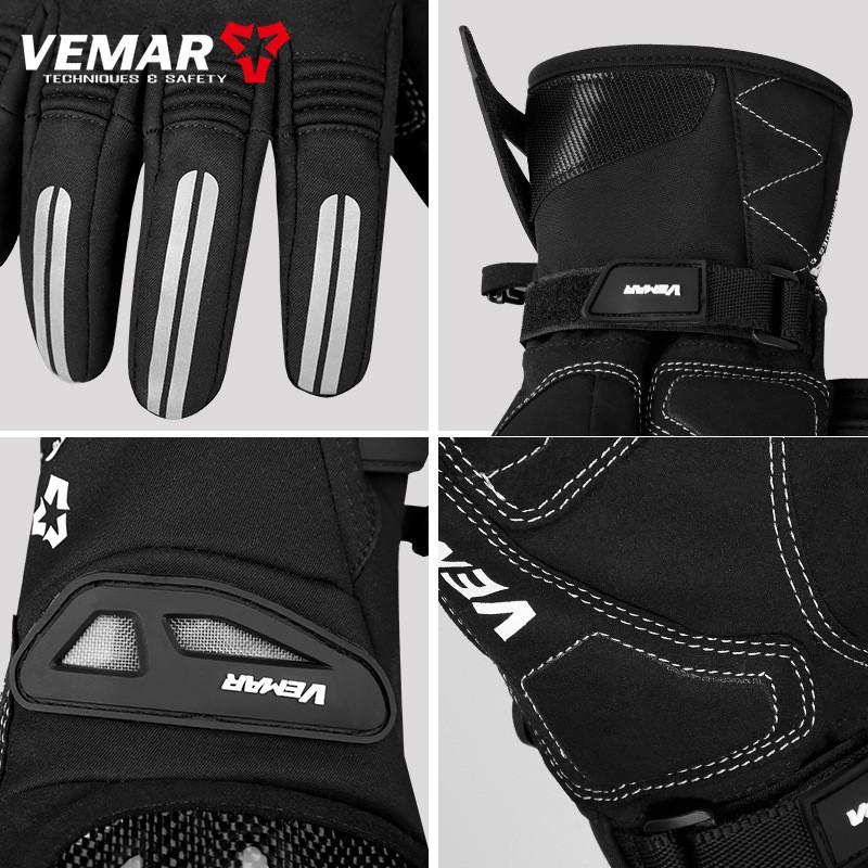 VEMAR Winter Motorcycle Gloves Men Women Windproof Waterproof Thermal Lined Cycling Protective Gear Safety Riding