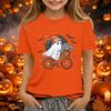 Kids Halloween Printed Short Sleeve T-Shirt, Round Neck Loose Fit Top for Boys Girls Casual Wear