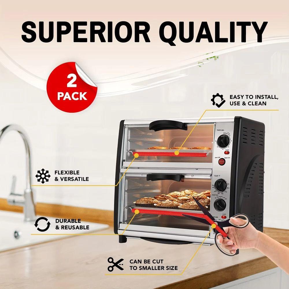 2Pcs Silicone Oven Rack Protector Threaded High Temperature Heat Insulation Strip Heat Resistant Avoid Scald