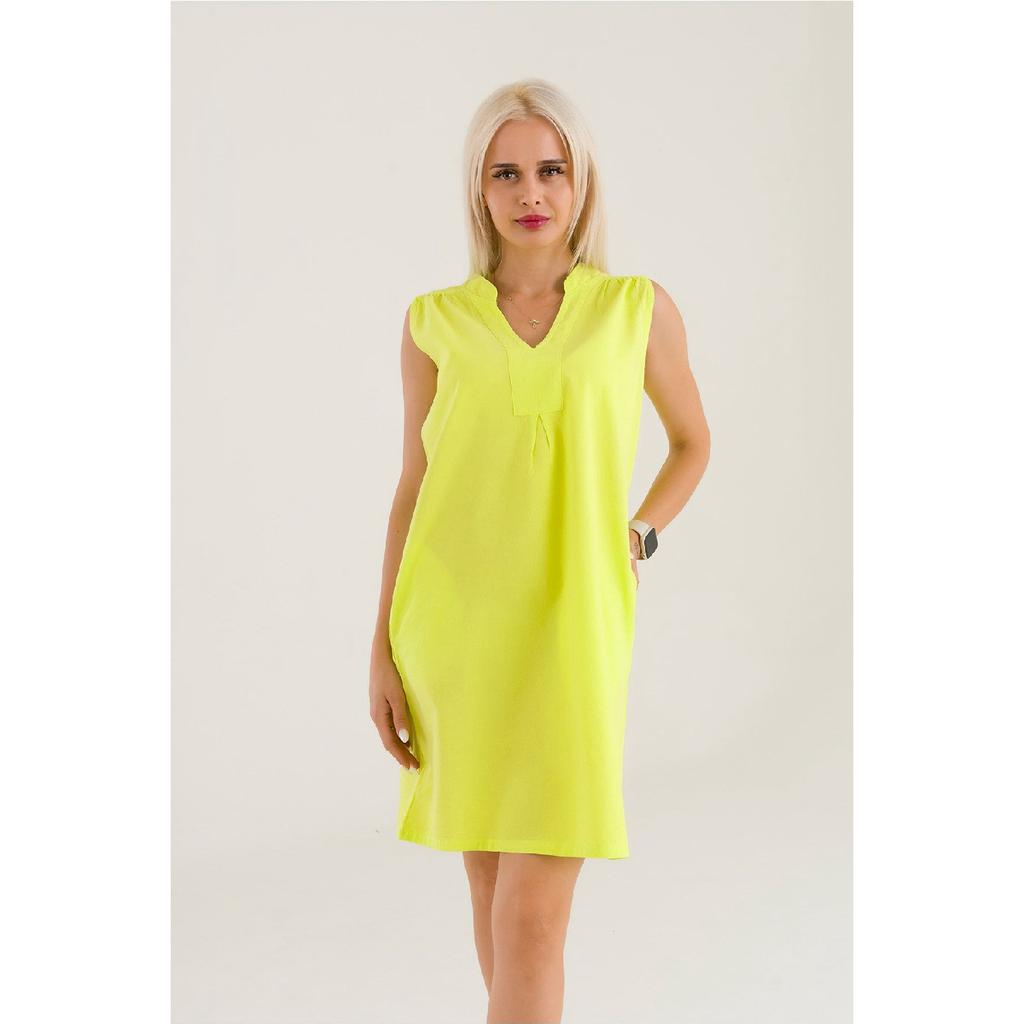 Rochie De Damă, Bumbac Spălat Albastru Denim, Cu Buzunare