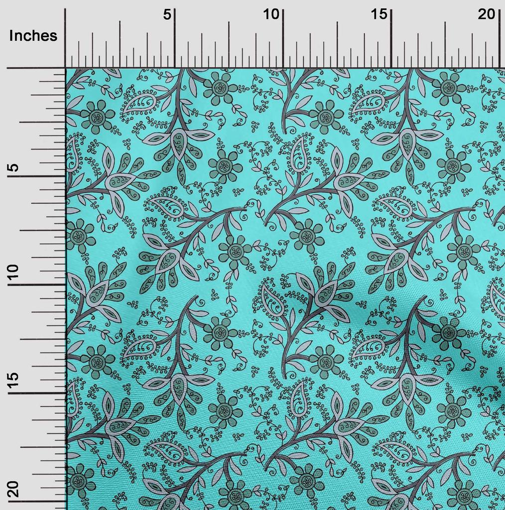 oneOone Bavlna Flex Fabric Listy & Floral Block Print Fabric By Yard 40 Inch