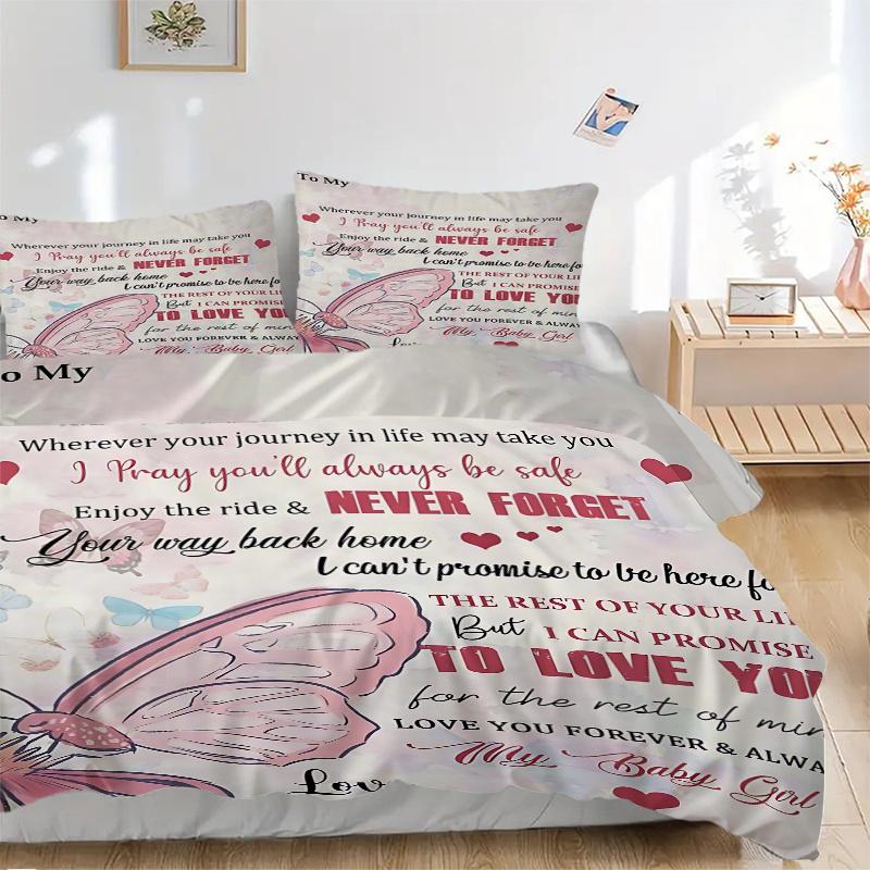 3pcs To My Granddaughter Bedding Set, Includes 1 Quilt Cover and 2 Pillowcases, Comfortable Bedding with Stylish Design for Bedroom