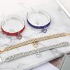 Neue Katze Hundehalsband Dreireihiges Elastisches Strass Haustierhalsbänder Liebesdekoration Halskette Welpe Kätzchen Ornament Haustierbedarf