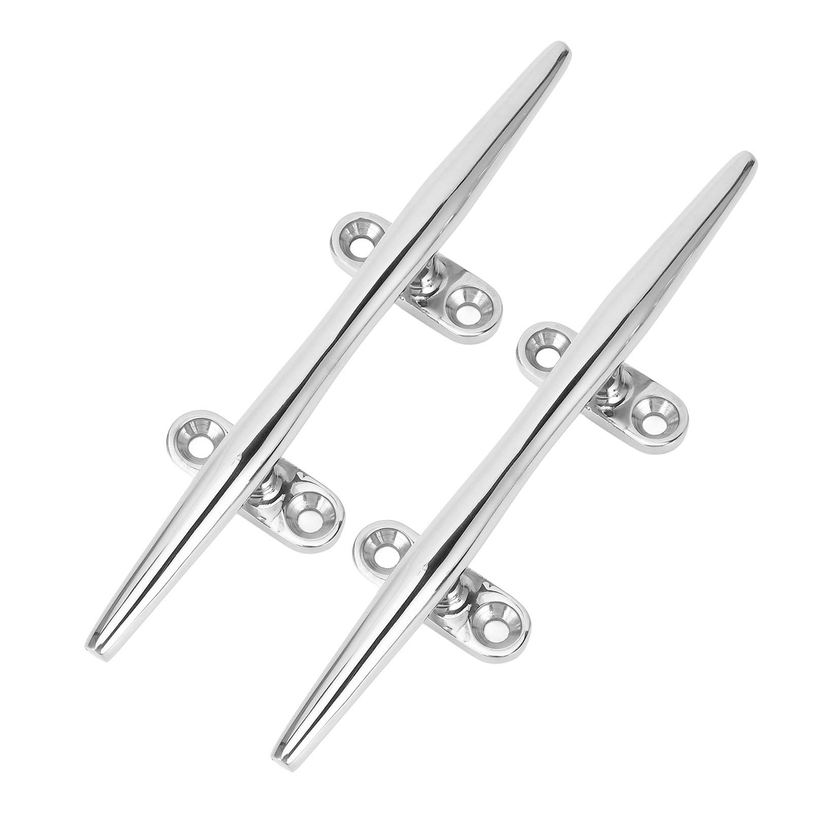 2pcs Open Base Boat Cleat 316 Stainless Steel Polished 8in Dock Cleats Tie Down for Yacht Cargo Ship Speedboat