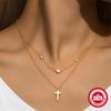 Delicate Plum Blossom Glossy Cross With Aura, High-End Design Sense, Double-Layer Women'S Collarbone Necklace, Women'S