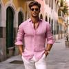 Men's Slim Fit Long-Sleeve Cotton Linen Shirts for Men Business Casual Button Down Shirt Lightweight Breathable Shirts
