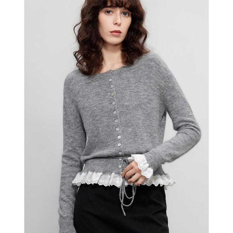 Demana Women's Wool Blend Lace Detail Knit Cardigan