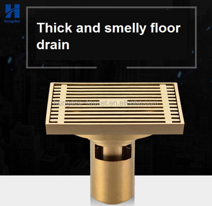 Brass Square Shower Floor Drain Gold Bathroom Shower Drain