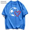 Hollow Out Football Heart Design Print TShirt Men Cotton Crewneck T Shirts Summer Loose Clothes Multicolor Trendy Short Sleeve