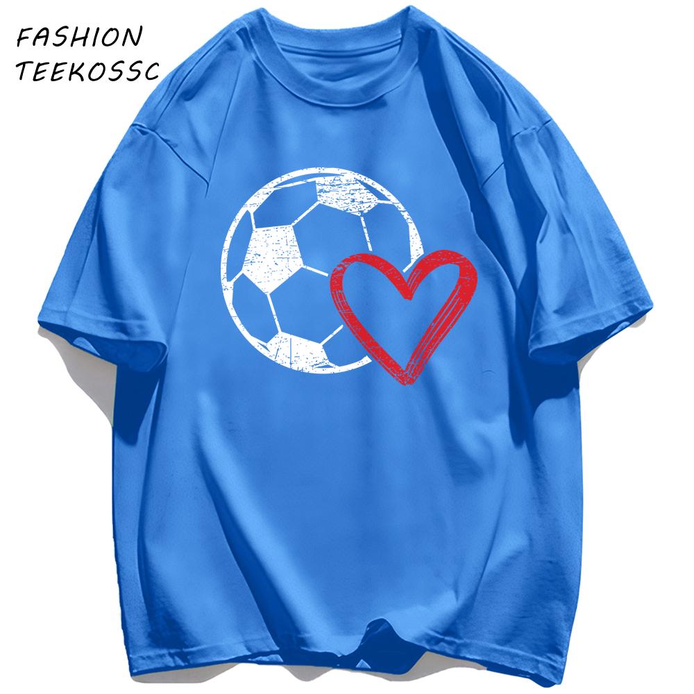 Hollow Out Football Heart Design Print TShirt Men Cotton Crewneck T Shirts Summer Loose Clothes Multicolor Trendy Short Sleeve