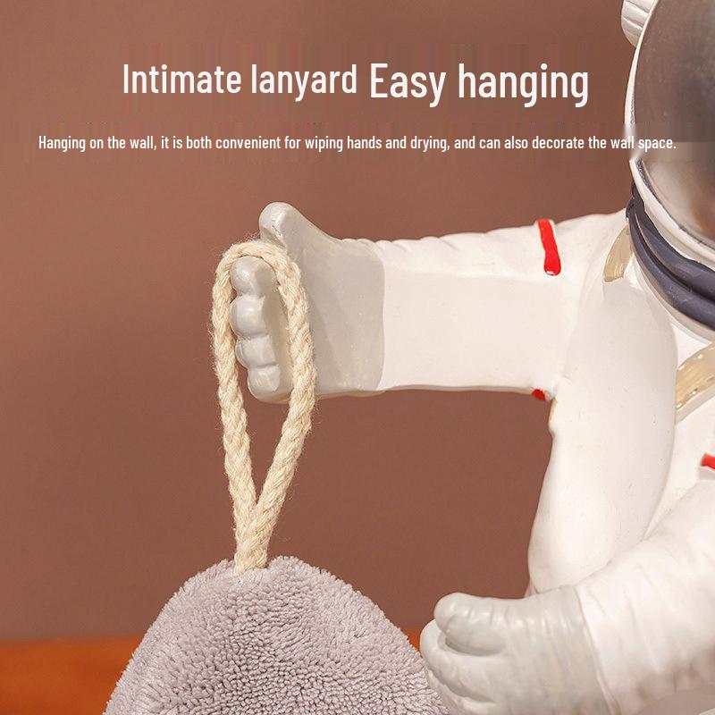 Cartoon Cat Coral Fleece Hangable Hand Towel - Thick, Absorbent, Dual-Use for Kitchen & Bathroom.