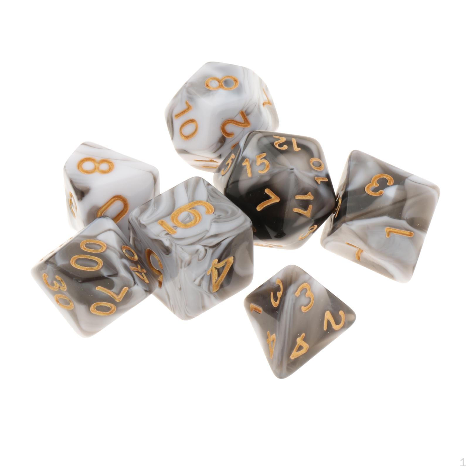 

Многогранный реквизит из 7 предметов с мешочком, многосторонние аксессуары, нерегулярный акриловый реквизит для ролевых игр для Dnd 006