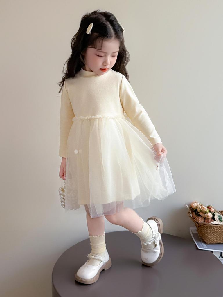 Girls' 2025 Autumn Princess Mesh Dress - Little Girl's Fashionable Casual Skirt