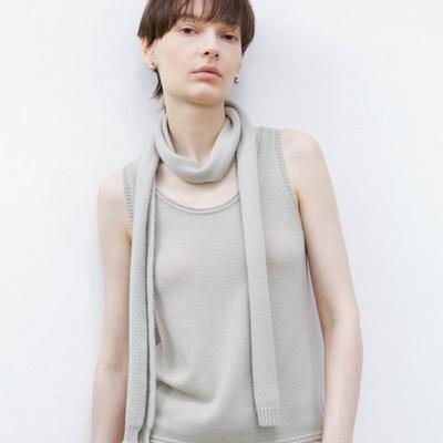 Tageechita TG_Basic Wool Narrow muffler_LIGHT GRAY