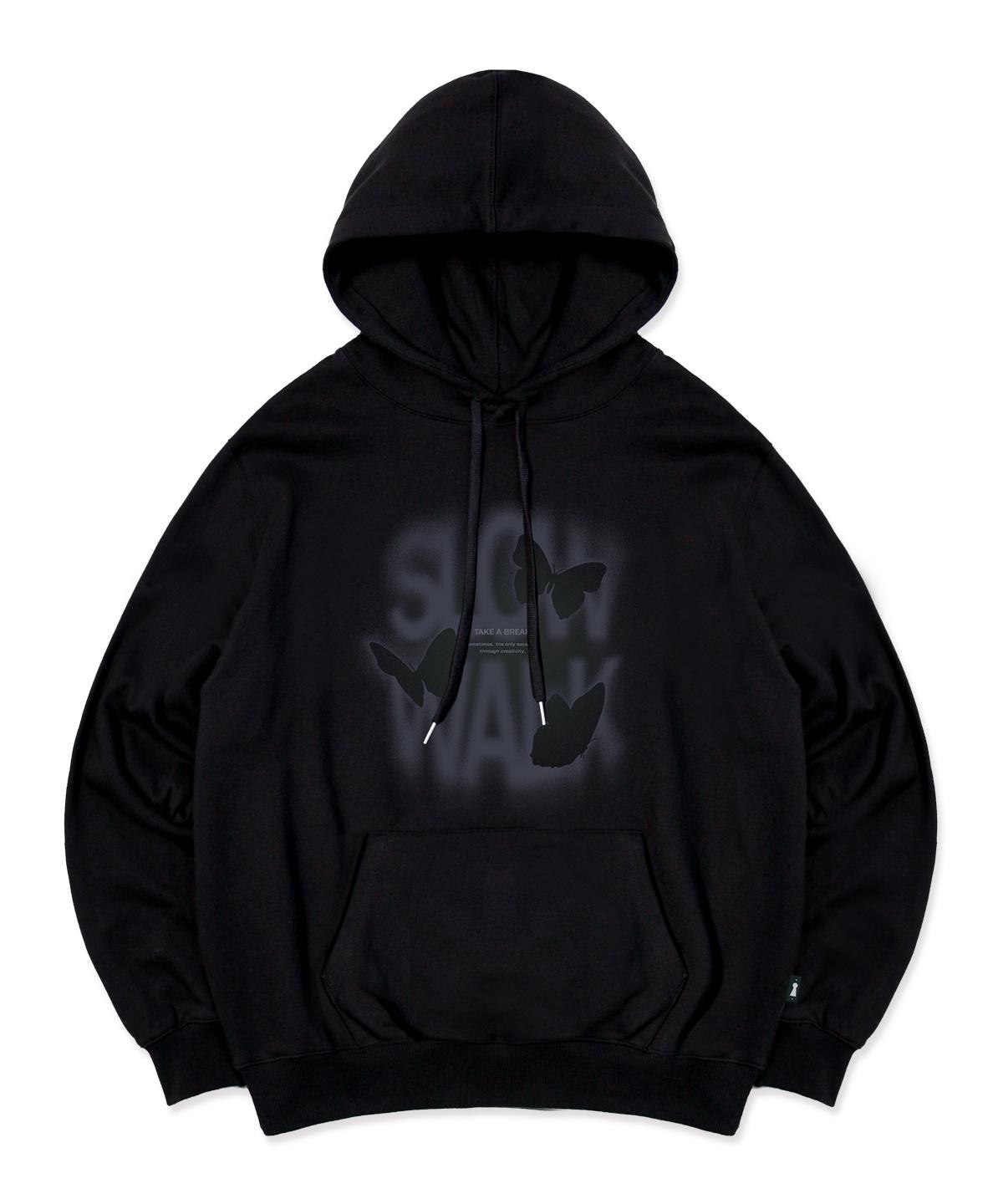 Escape From Purple Stencil Butterfly Hoodie Black M/3-Ply Terry (Basic)