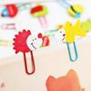 12Pcs /set Cute Animal Painted Wooden Paperclip Cartoon Stationery Learning Office Supplies PaperClips Clip Metal Cake Plugin
