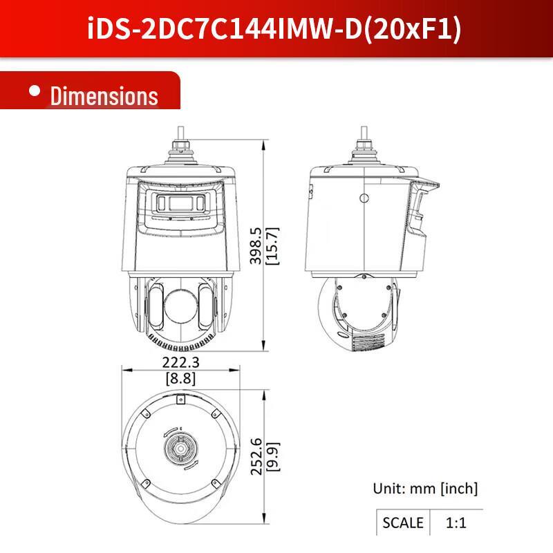 HIKVISION 4MP Full-Color PTZ Dome Camera with 20x Optical Zoom CN plug (adapter included)