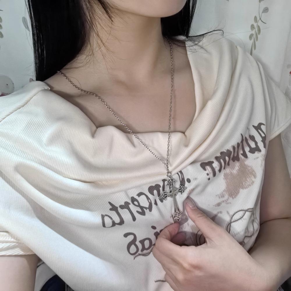 SUMENG New Silver Color Large Cross Jesus Pendant Choker Necklace for Women Y2K Punk Vintage Chain 2025 Boho Jewelry Accessory