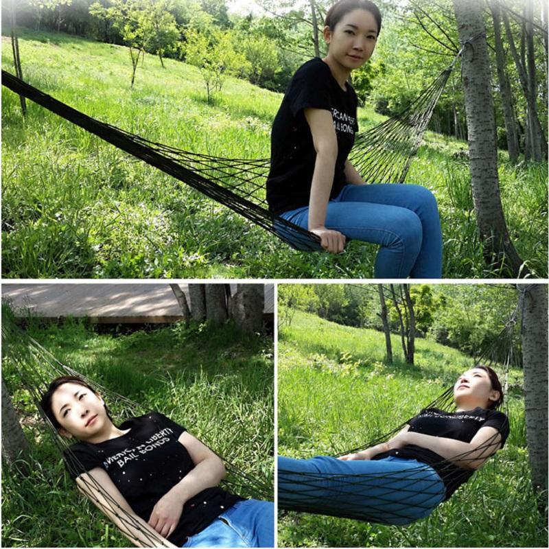 230x80cm Single Nylon Net Hammock Swing Hanging Sleeping Bed Chair Lightweight Premium Quality Hammock for Travel Camping