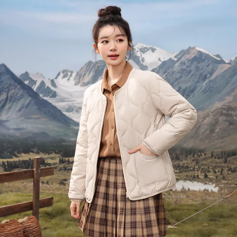 SNOWFLYING Women s Lightweight Round Neck Short Down Jacket 170/92A
