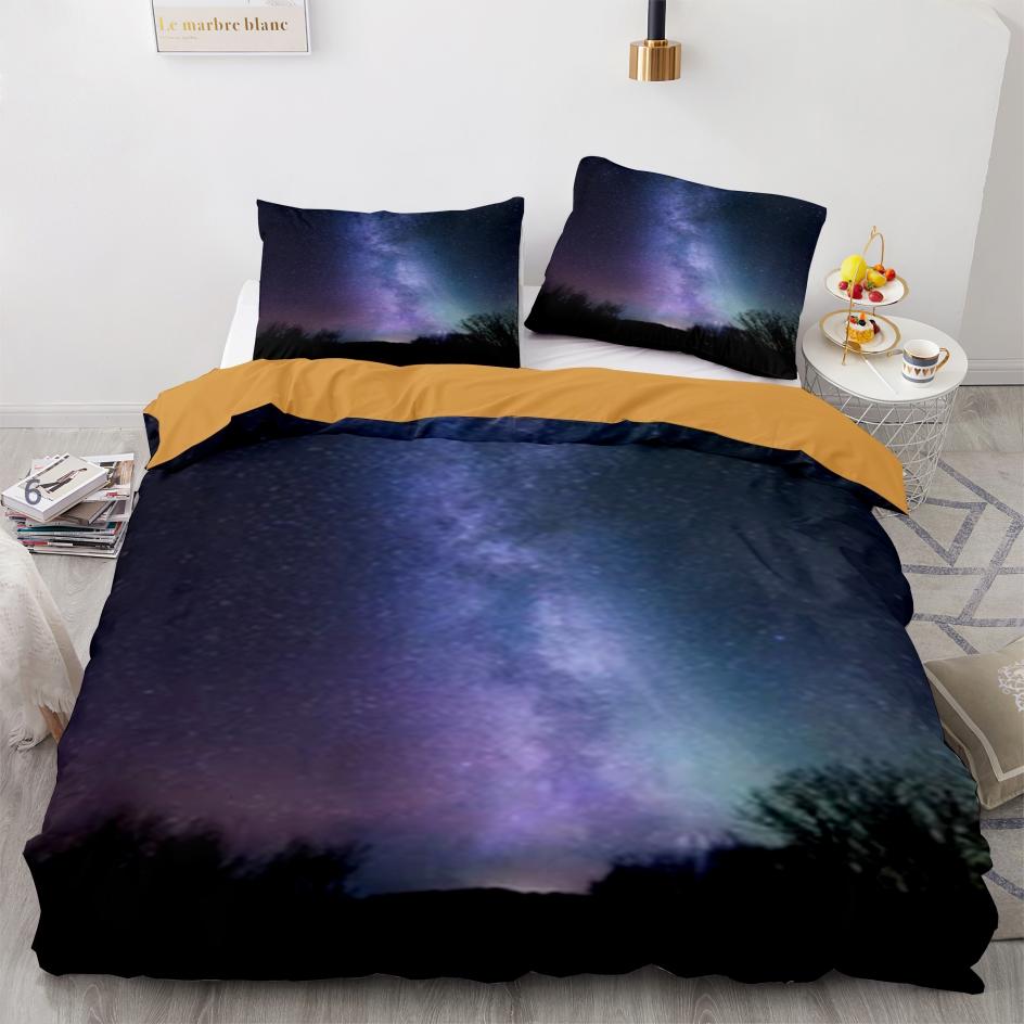 Starry Sky Duvet Cover Twin Size Universe Decor Twin Bedding Set Microfiber Outer Space Theme Milky Way Galaxy Comforter Cover