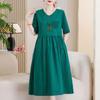 Women's Plus Size Cotton Linen Dress, Loose V-Neck Casual Summer Midi Dress with Pockets (XL-5XL)