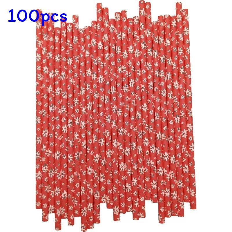 Festive Red Paper Drinking Straws Biodegradable For Party Decor And Desserts