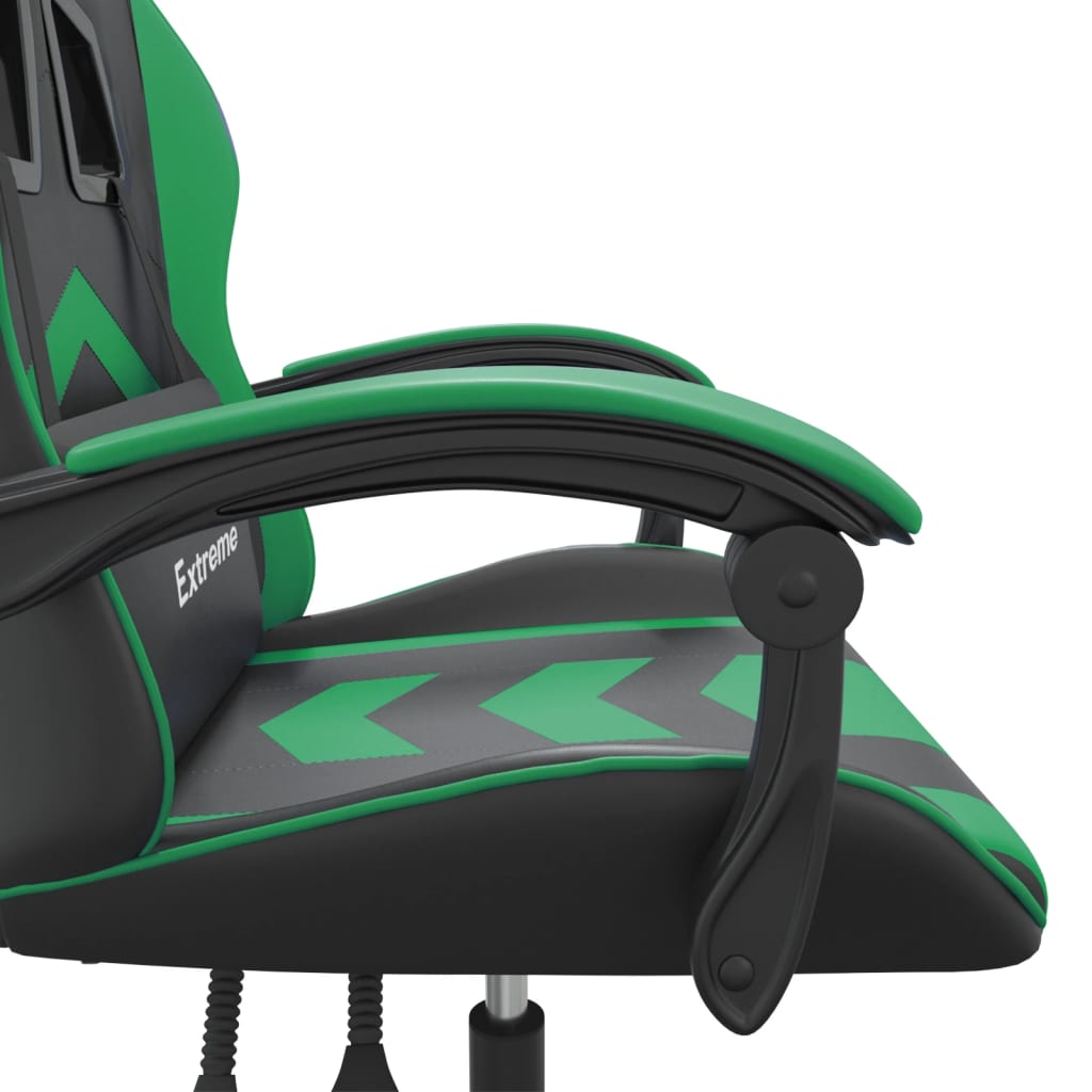 Gaming Chair In Black and Green Artificial Leather