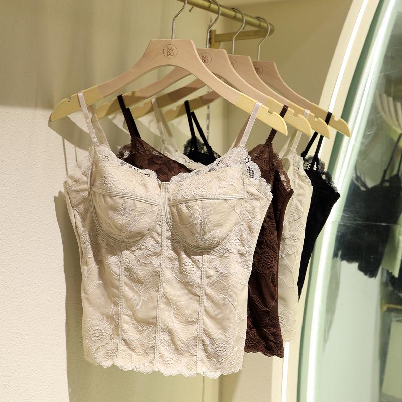 Sexy Slimming Lace Camisole with Built-in Bra Pads for Women