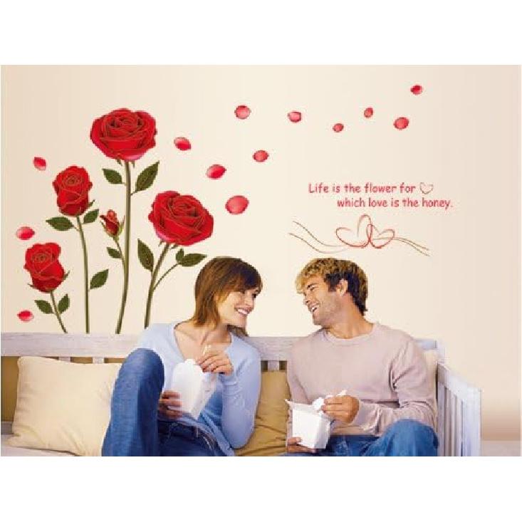 

Красная роза Съемные наклейки на стену Фрески для гостиной/спальни (Роза, Нет. 1)