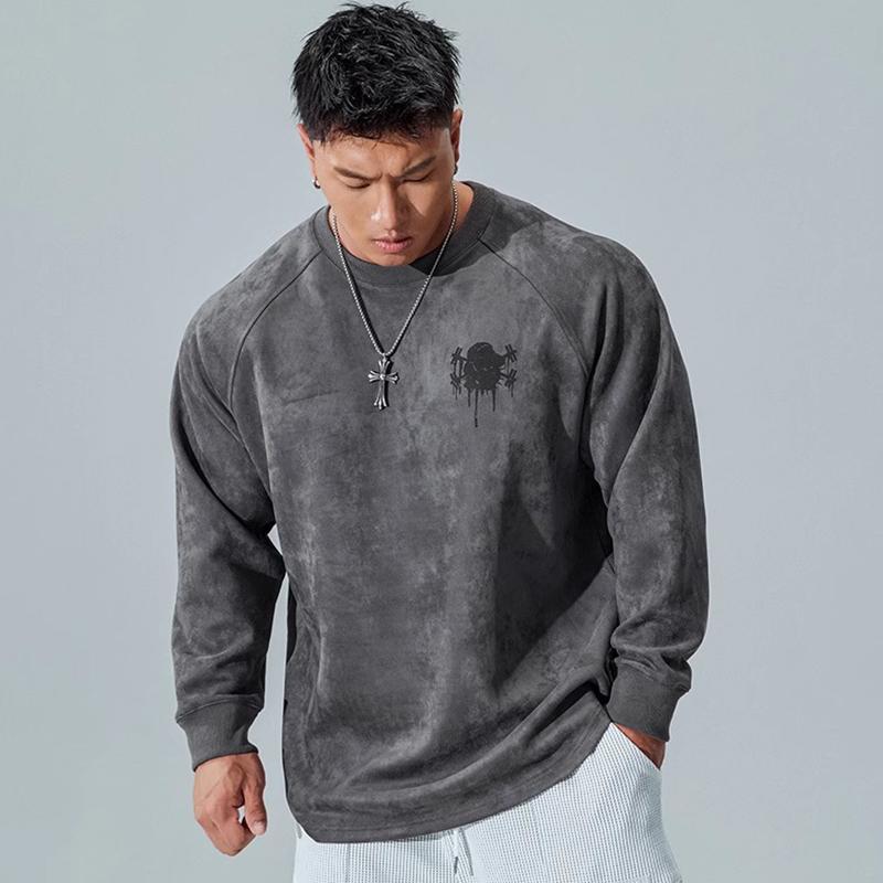 American Soft High Quality Fabric Wrinkle-resistant Men's Street Sports Casual Breathable Loose Fashion Trend Comfortable Long Sleeve Tops