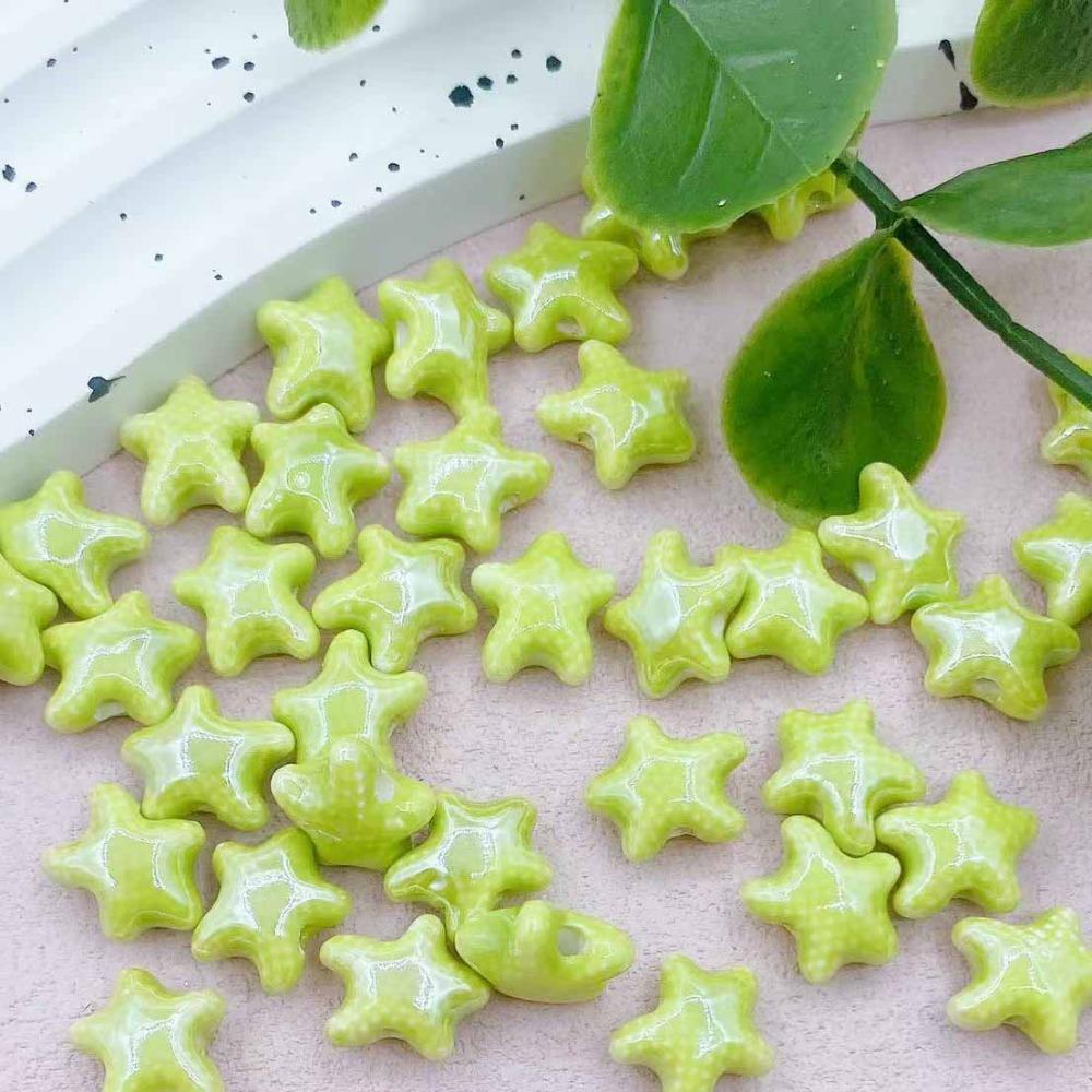 20pcs Ceramic Ceramic Spacer Loose Beads Fresh Color Jewelry Making Material Starfish Bead  Student