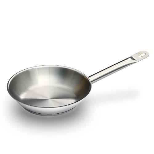 KIPROSTAR Kommersiell stekepanne i rustfritt stål, 20 cm, Induksjonskompatibel, Trelagsbunn, Tåler oppvaskmaskin, Ubelagt, Egnet for induksjon