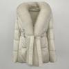 OFTBUY 2024 Winter Jacket Women Real Fox Fur Collar Natural Thick Warm Duck Down Coat Belt Outerwear Streetwear Loose Casual