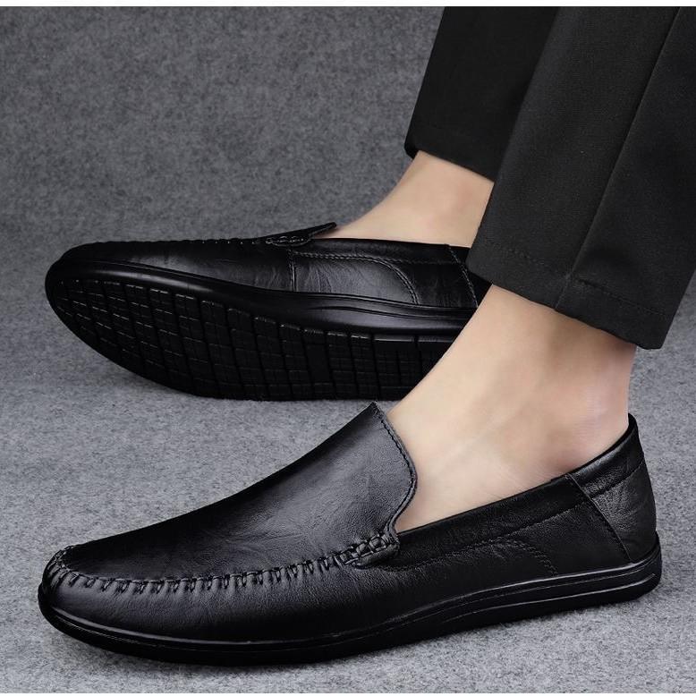 2025 Autumn New Soft Leather Soft-soled Men's Leather Shoes, Light and Breathable Pedals, Doudou Versatile Korean Version of Trendy Men's Shoes