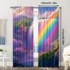 2pcs Whimsical Rainbow Falls Curtains - Vibrant Waterfall & Rainbow Design   100% Polyester   Rod Pocket Window Treatment for Livi