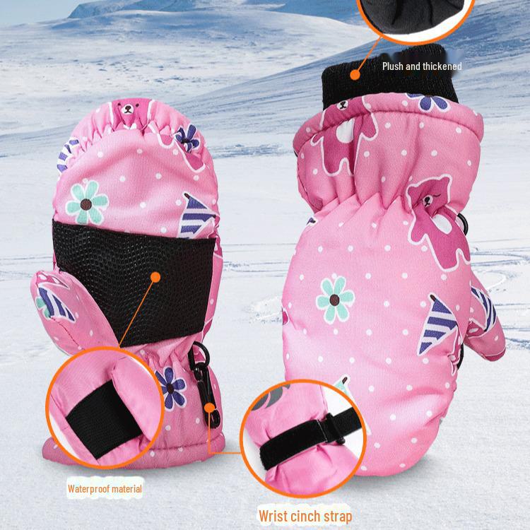 Premium Children's Fleece Ski Gloves - Warm, Thick, Non-Slip Winter Outdoor Gloves for Kids and Babies